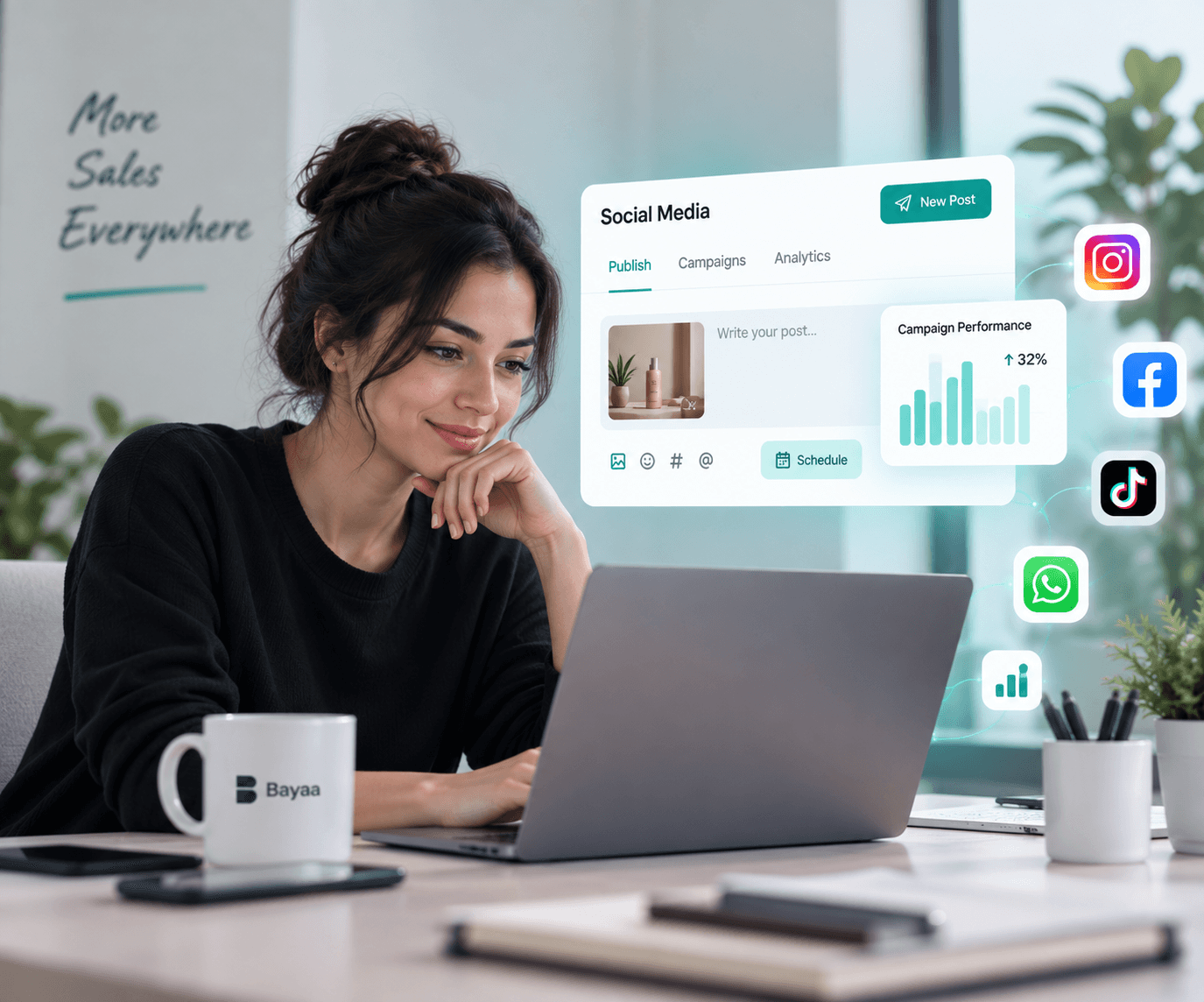 Bayeaa social media campaigns and publishing workflow